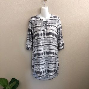 3/$20 Everly Tie-Dye Print 3/4 Sleeve Hi-Lo Dress